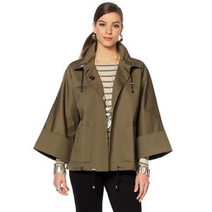 MARLA WYNNE DRAMA Canvas Olive Jacket Drawstring
